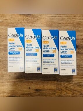4 boxes of CeraVe AM Facial Moisturizing Lotion SPF 30